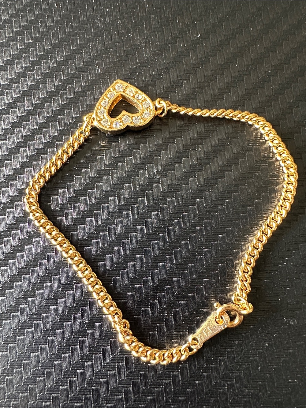 Gold Heart Charm Bracelet with Crystal Accents - Women Jewelry